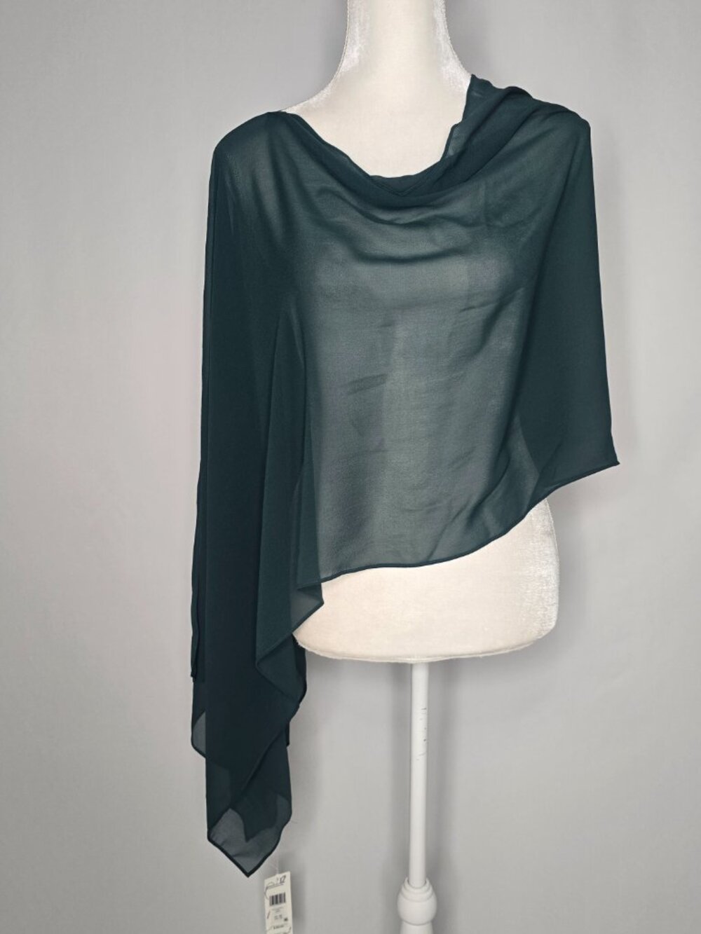 Eileen Fisher Sheer Silk Georgette Green Pine Wrap
